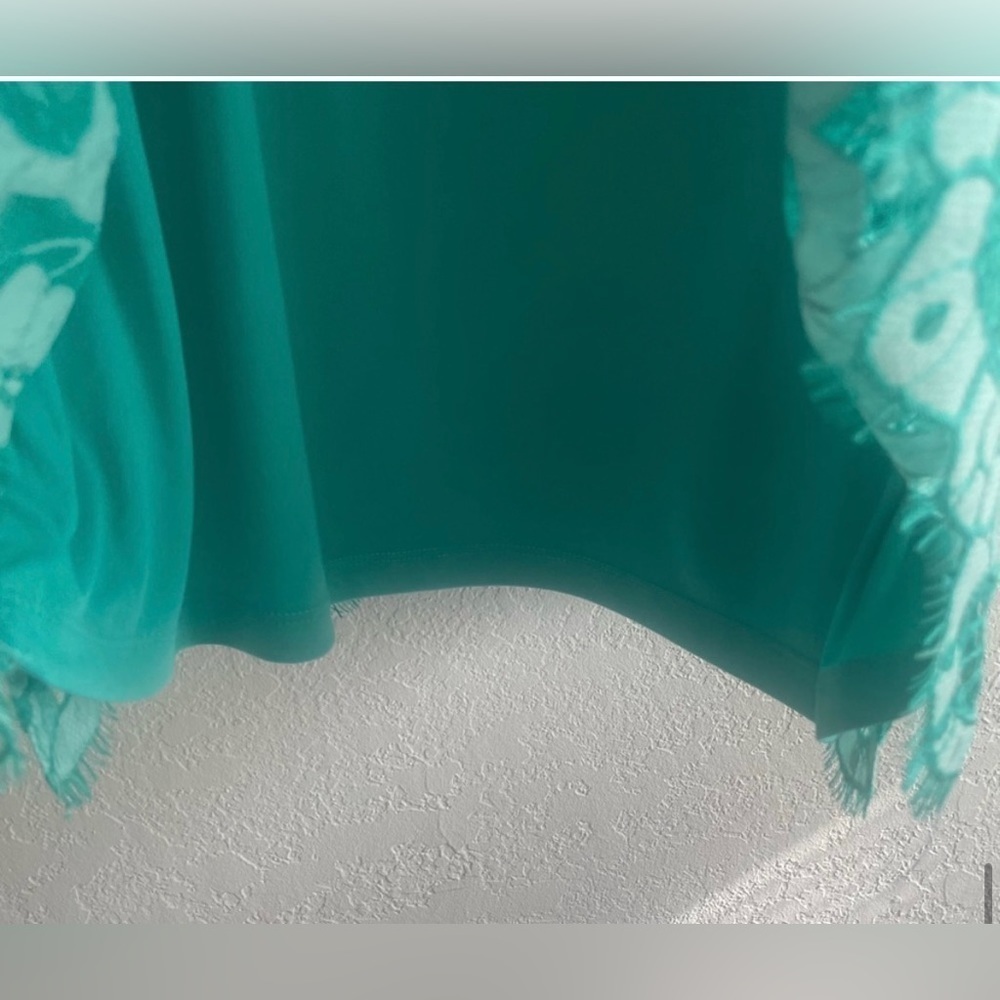 Isaac Mizrahi Live! Green Crochet Lace Overlay Tunic Top Sz Lg beautifu… - Picture 11 of 11